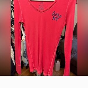 Aeropostale Vivid Red V-Neck Tee